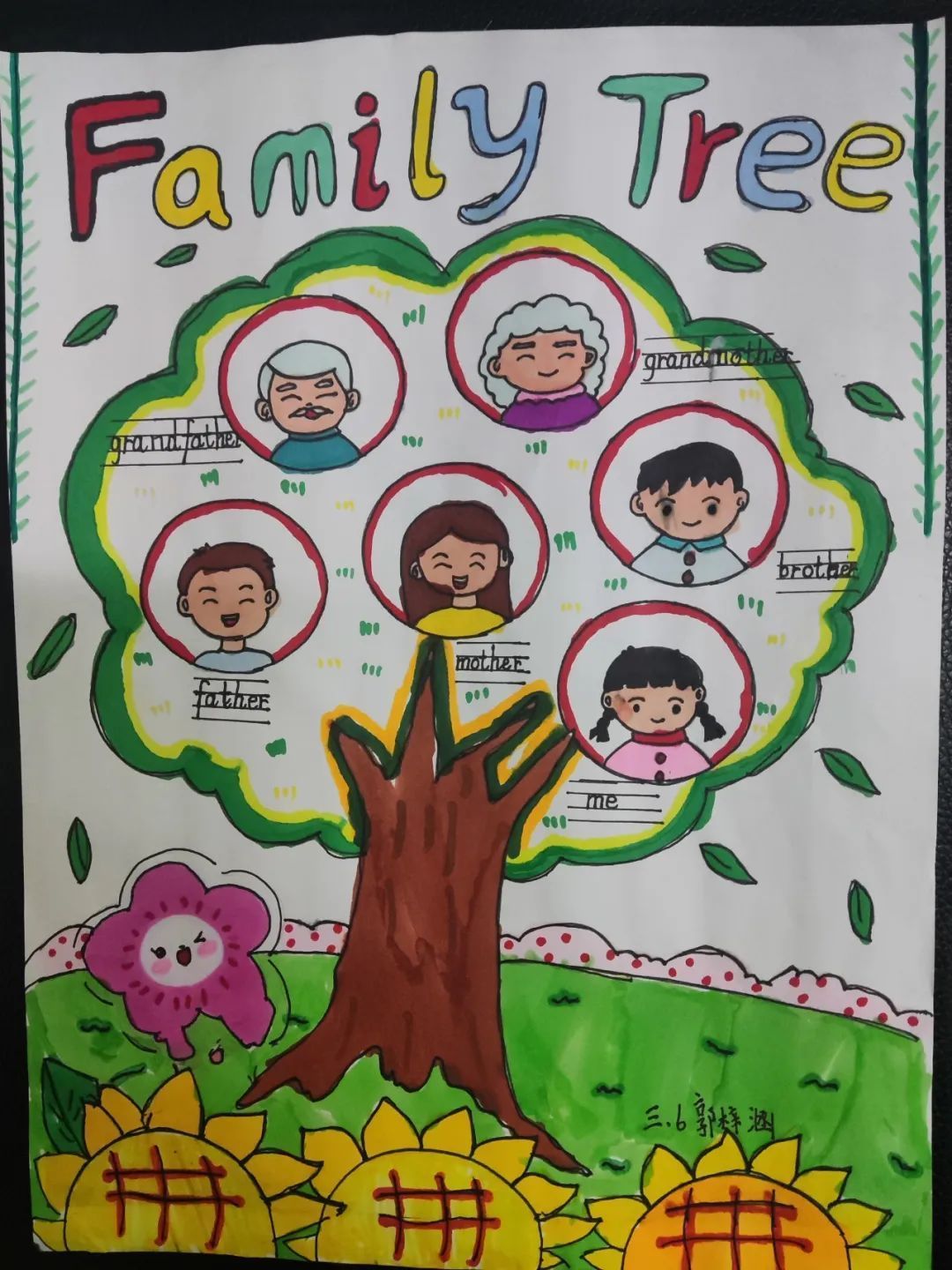 手绘家庭树,表达爱家情