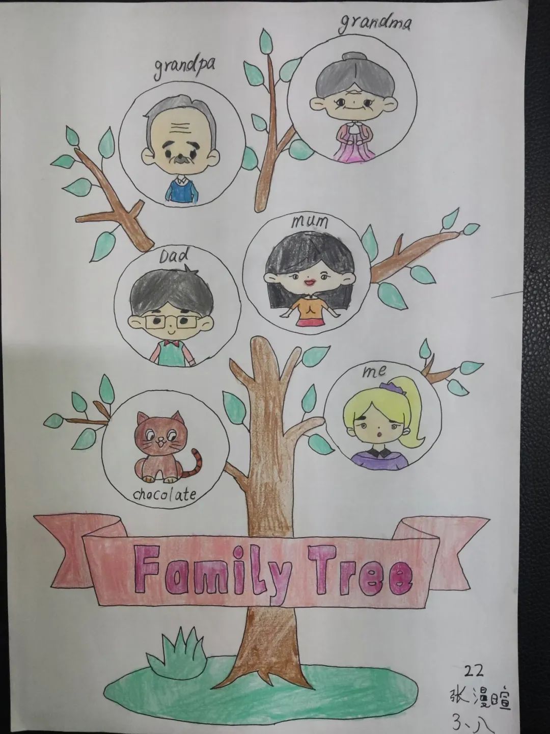 手绘家庭树,表达爱家情